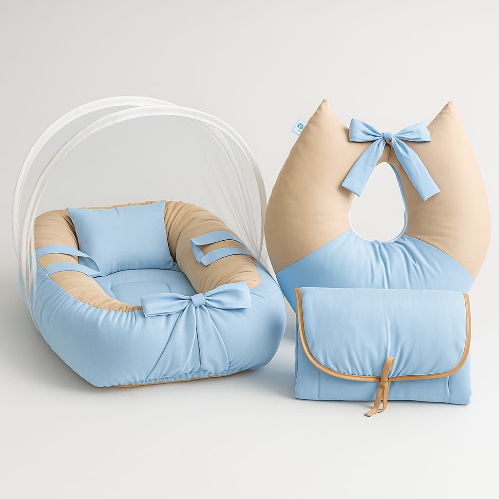 Kit Ninho Redutor com Almofada de Amamentação, Mosquiteiro e Trocador Portátil