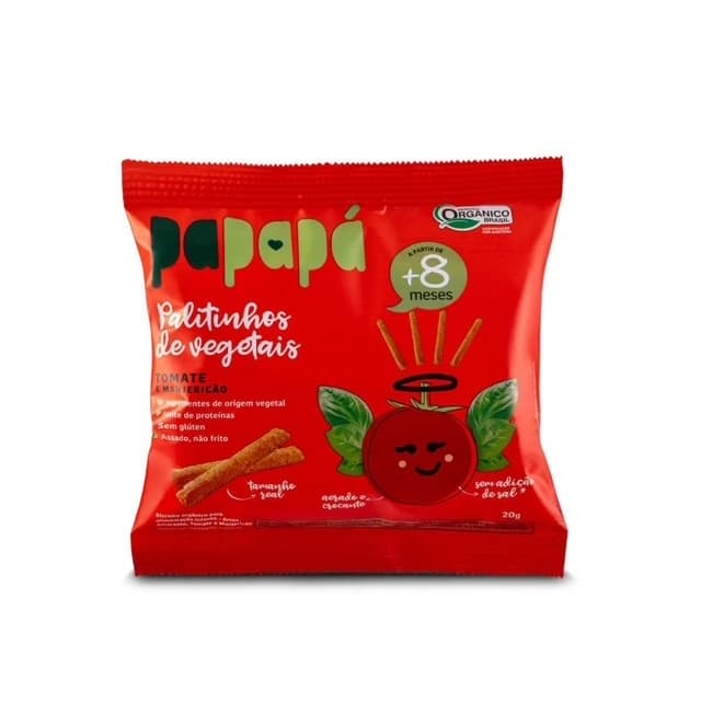 Palitinhos de Vegetais Papapá - Tomate e Manjericão - 20g +8Meses - Produto Orgânico
