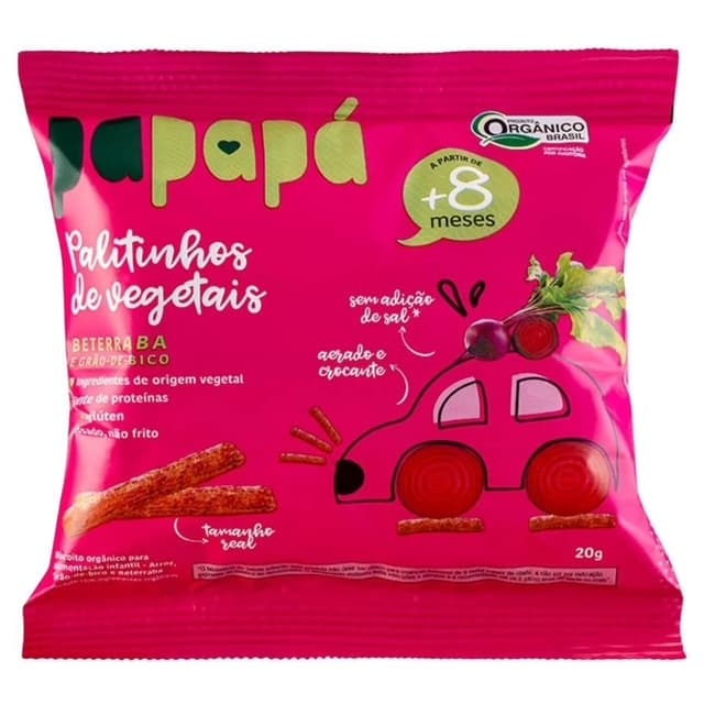 Palitinhos de Vegetais Papapá - Beterraba e Grão de Bico - 20g +8Meses - Produto Orgânico