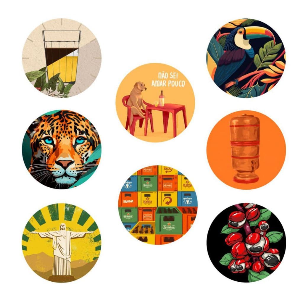 Kit de 8 porta copos descanso de copos brasilidades