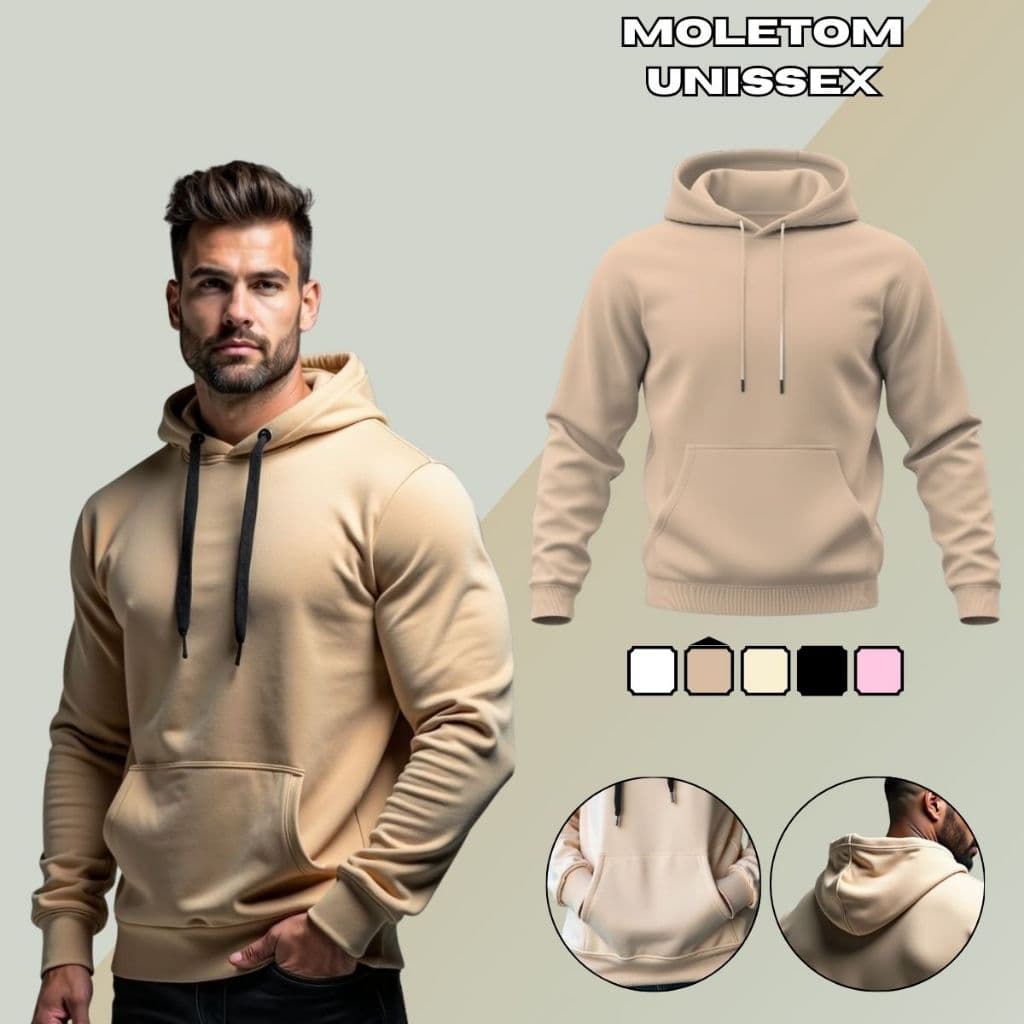 Moletom Canguru Unissex Blusa de Frio Feminino e Masculino Com Capuz Moletom Algodão GuGi MLT01-LISO