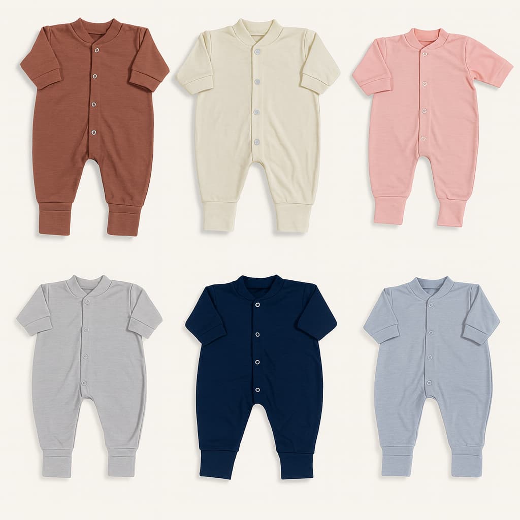 Macacão Bebê 100% Algodão liso com Vira Pé | RN a 9M