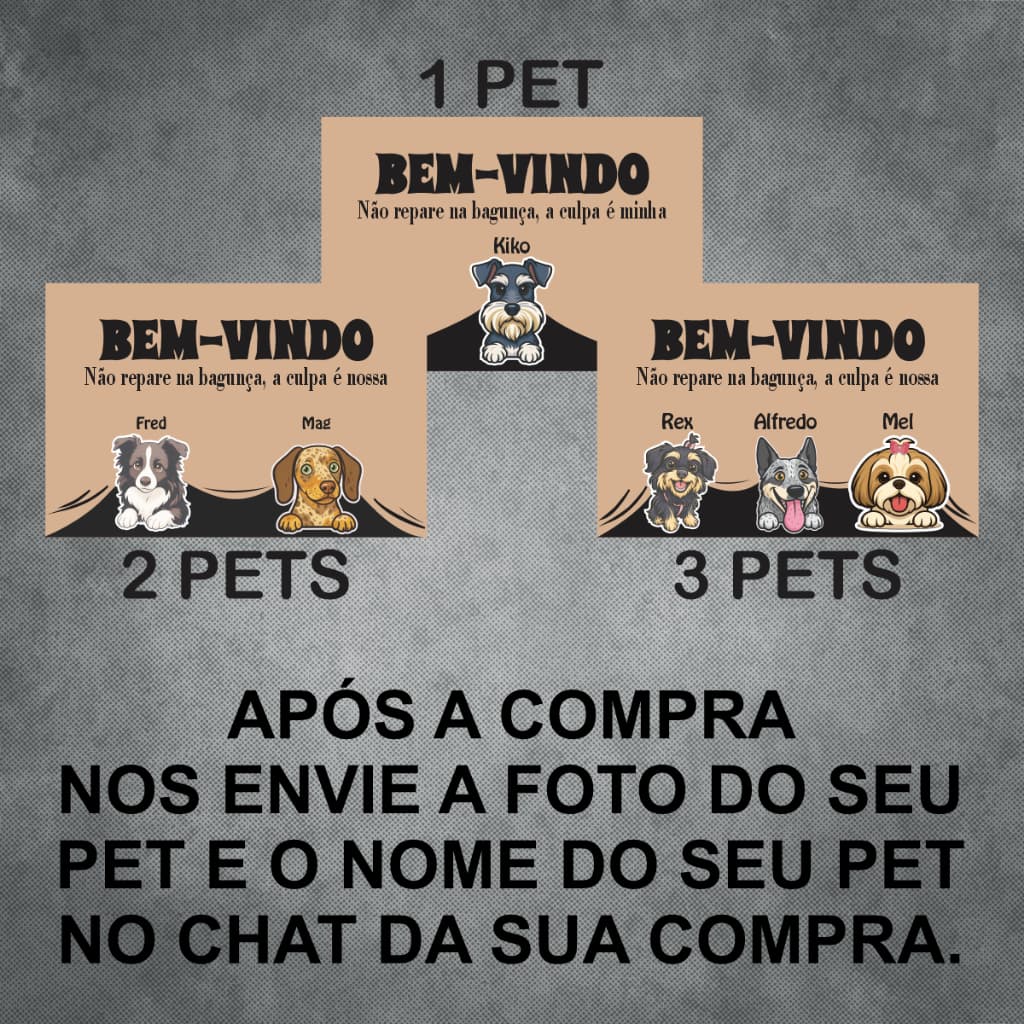 Tapete Pet Cachorros todas as raças 1 2 ou 3 pets em um tapete personalizado
