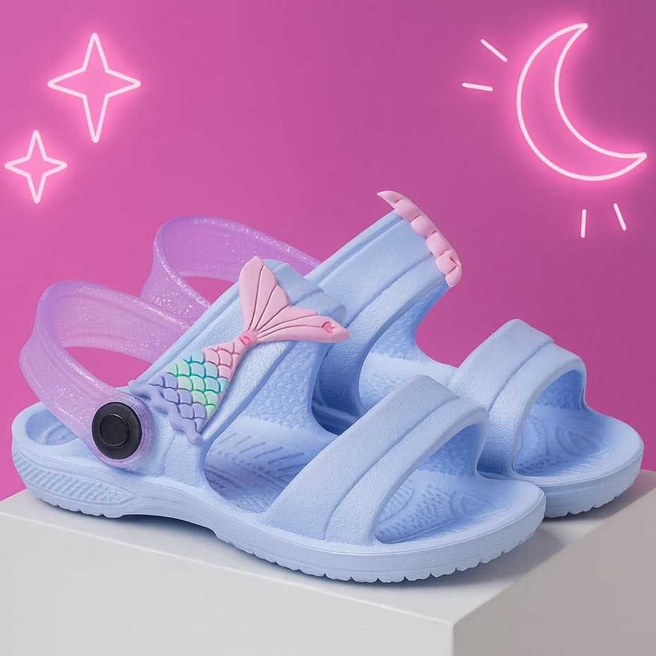 Papete Infantil Menina Sereia Sandália Feminina Confortável Coleção Nova Várias Cores