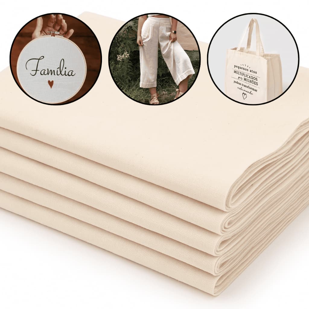 Tecido Algodão Cru Grosso 174g/m2 1.0 X 1,75 Ecobag Roupa