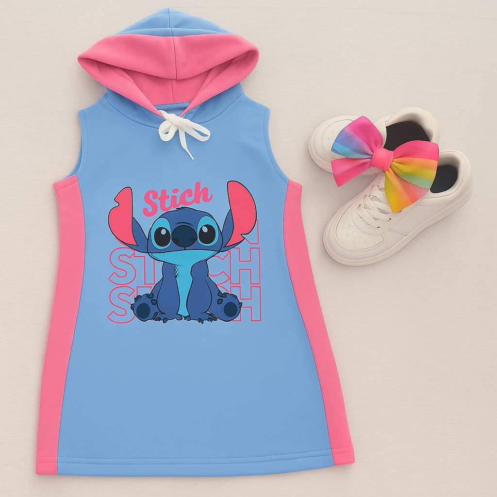 Vestido Sti Infantil Infanto Juvenil Criança Inverno Verão Leve Capuz Blogueirinha Barato 2 a 12 anos