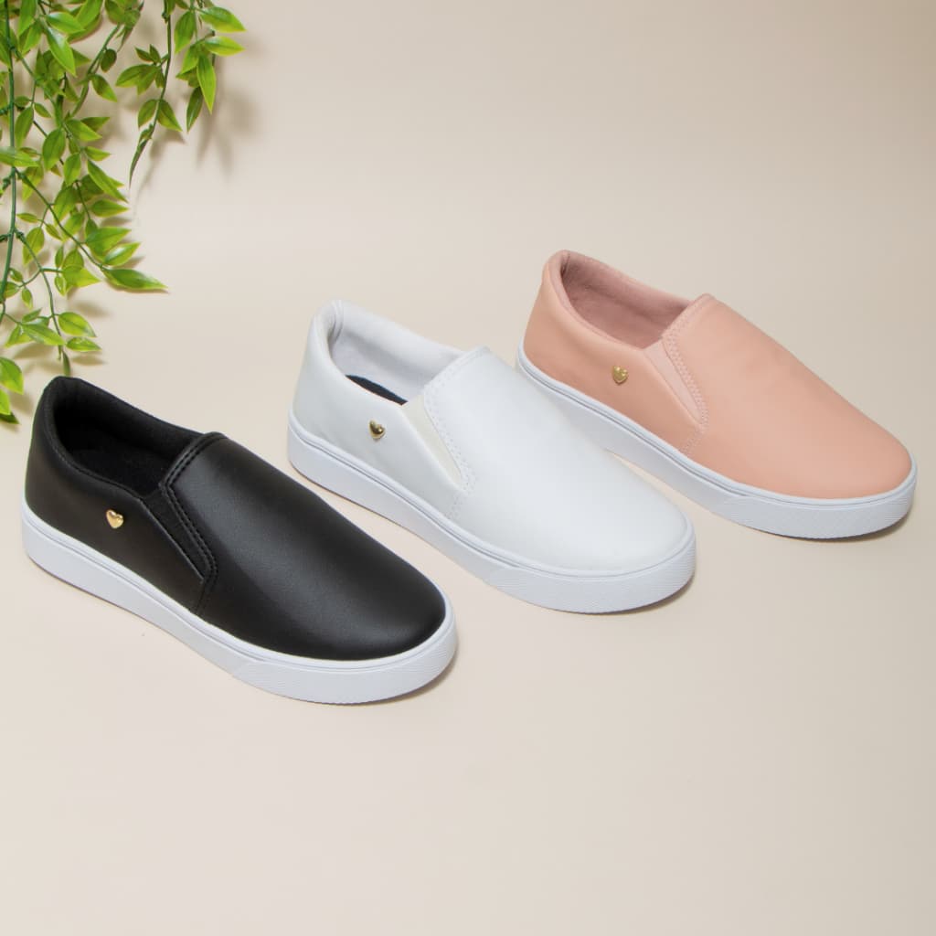 Tênis Feminino Slip On Calce Fácil Confortável Leve e Macio