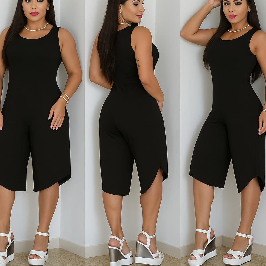 Macacão  Envio Rápido mais vendidos Midi casual larguinho e Pantacourt alça Grossa Feminino casual  festa Pantalona