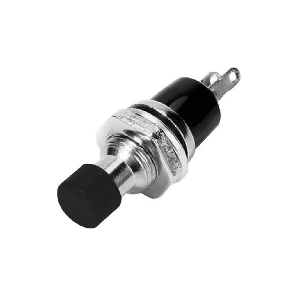 Chave Push Button PBS-110 Preta Sem Trava 2 Pinos