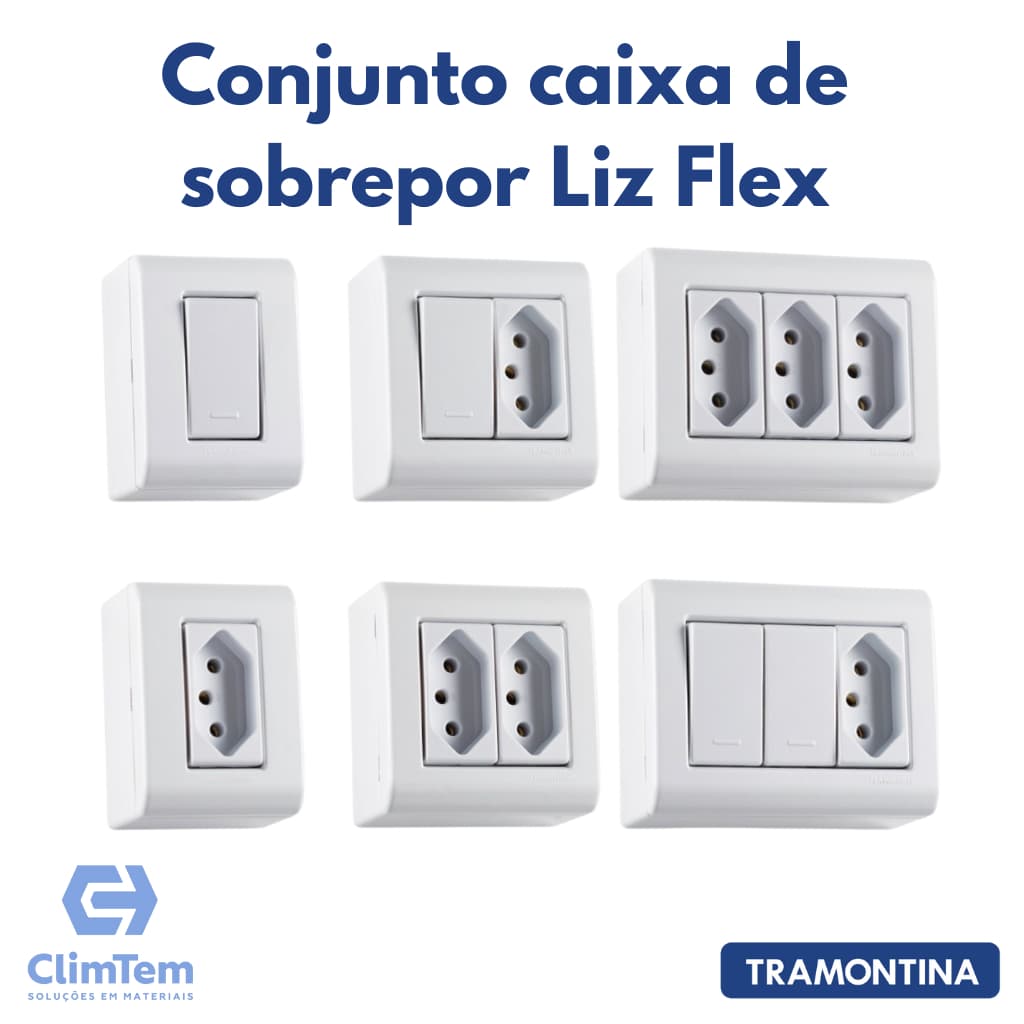 Conjunto Caixa De Sobrepor Tomada E Interruptor Lizflex Tramontina Original