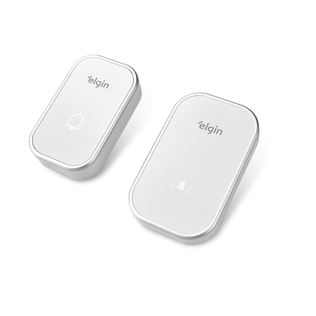 Campainha Sem Fio Elgin Branca (Alcance até 280m - Controle de Volume - 36 Sons) Bivolt