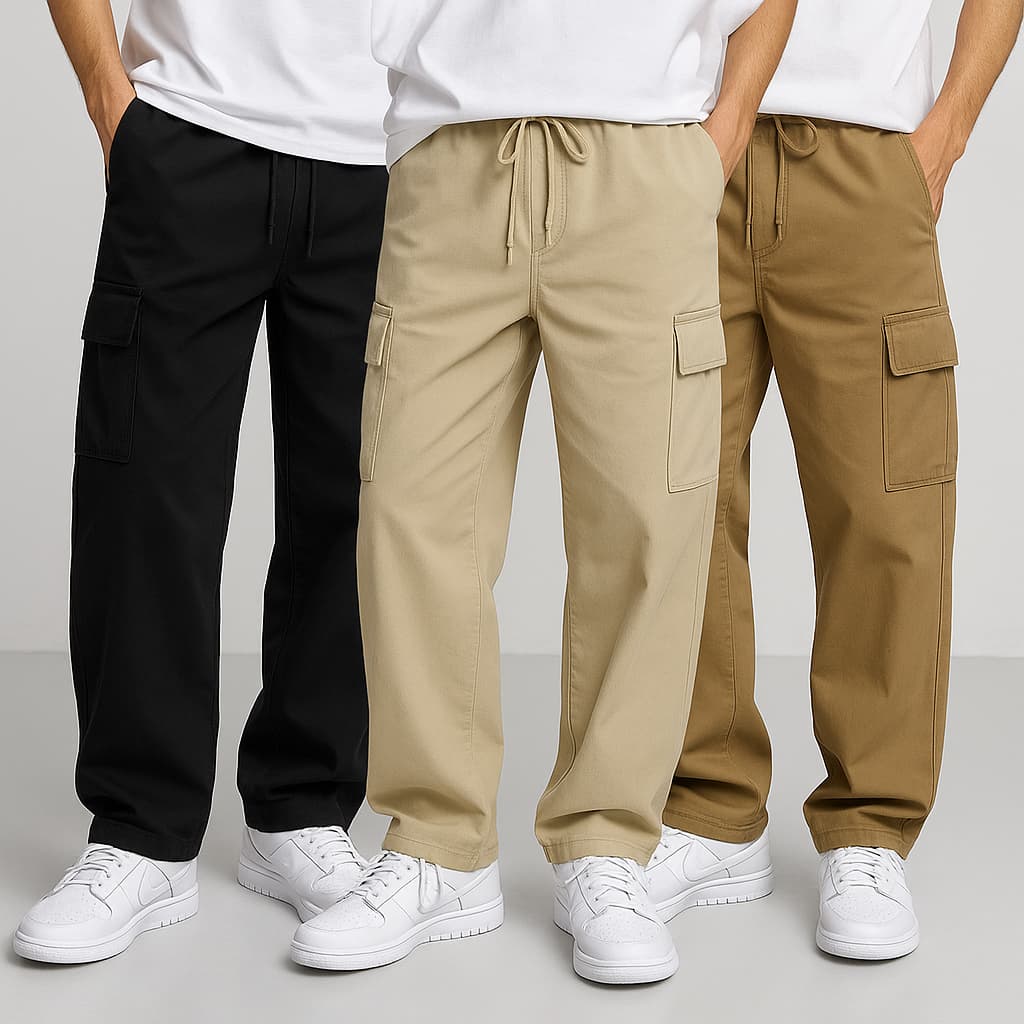 Calça Cargo Masculina Streetwear Cordão Larga 34 ao 44 + 4 Cores