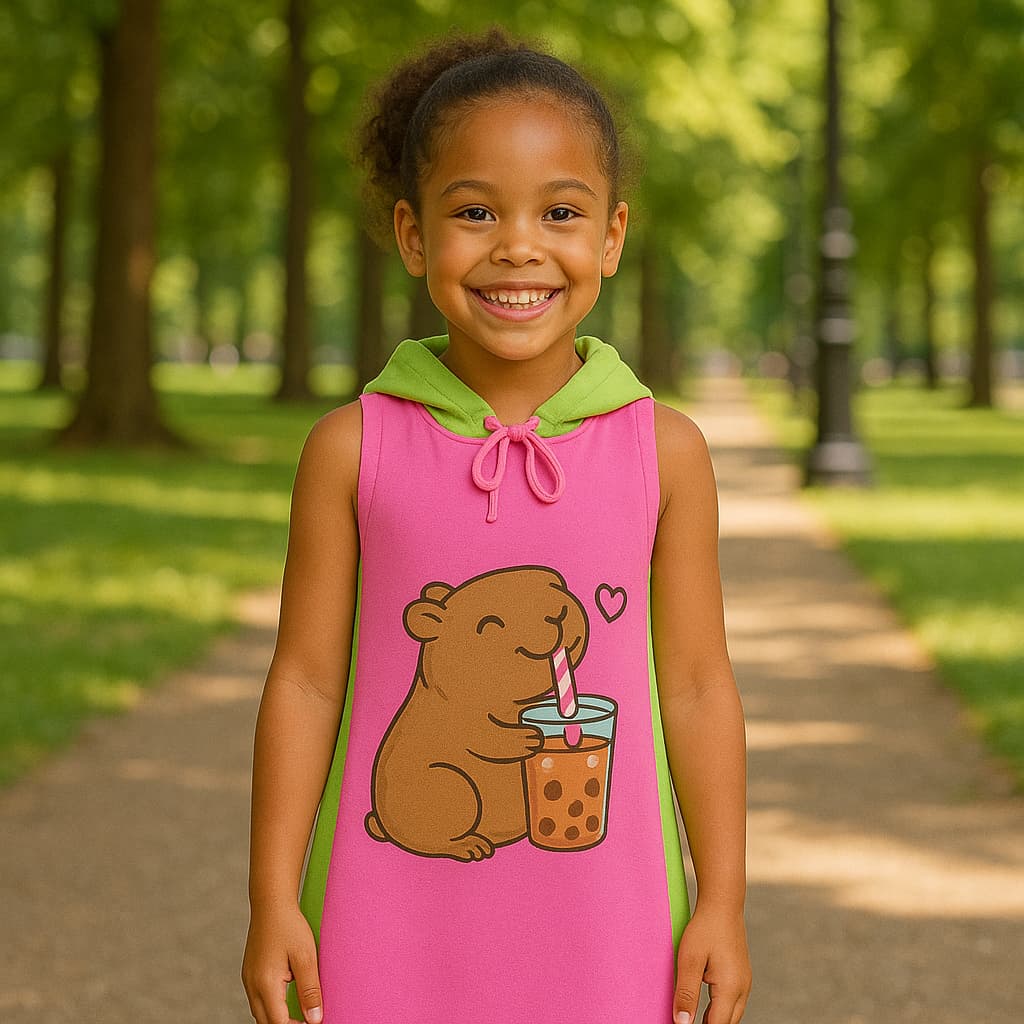 Vestido Capivara Infantil Infanto Juvenil Criança Inverno Verão Leve Blogueirinha Barato 2 a 12 anos