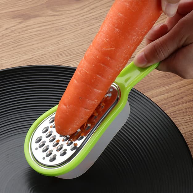 Mini Ralador  com Coletor  alho temperos aço inox manual suporte plástico compartimento auxilio armazenar alimentos