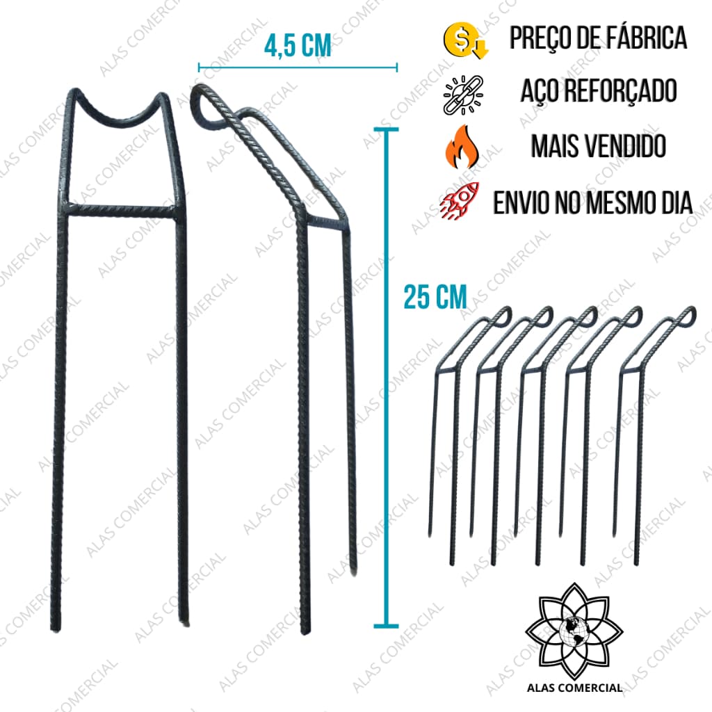 Kit 5 Suportes Apoio Vara Pesca Aço Reforçado p/ Barranco Pesqueiro - Não Entorta