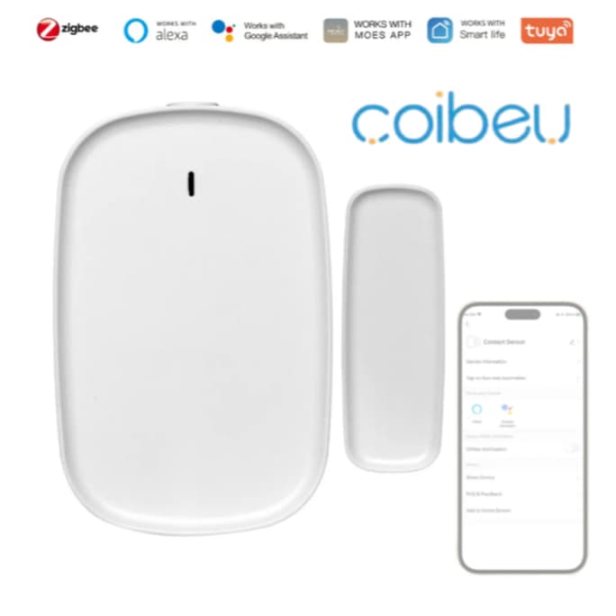 Sensor de Porta Janela Inteligente Zigbee Detector de porta aberta e fechada Proteção de segurança Smart Life Tuya Alexa