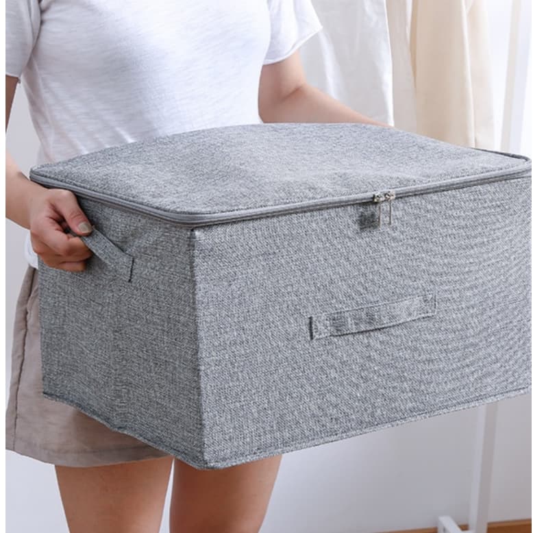 Caixa organizadora dobrável com Tampa em tecido Zíper Duplo