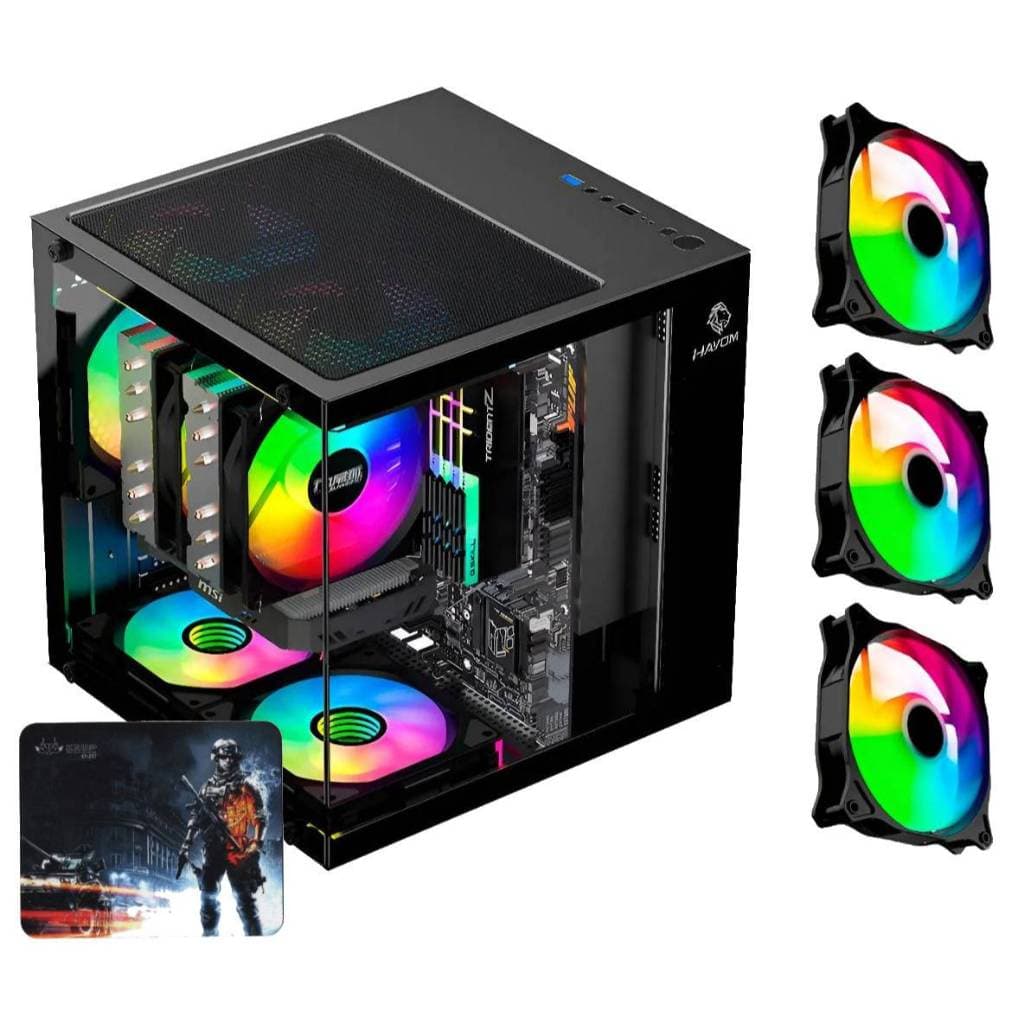 Gabinete Gamer Com Fans RBG LED Estáticas inclusas Vidro Temperado