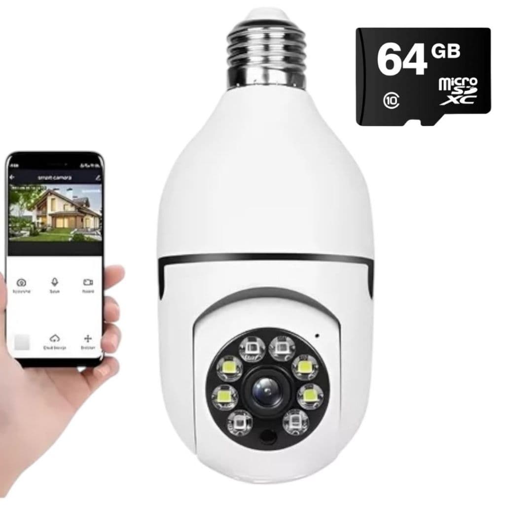 Câmera segurança wifi ip sem fio 360 com encaixe lampada bocal aplicativo yoosee ptz full HD visão noturna - bivolt