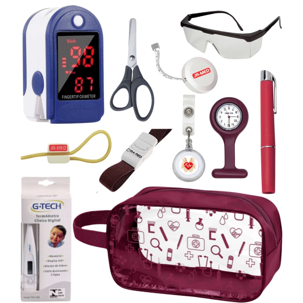 Kit Material De Bolso Para Enfermagem Com Necessaire - Cores