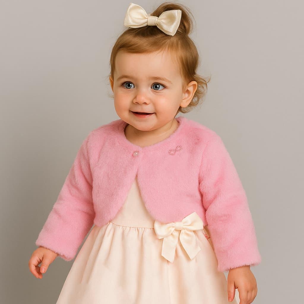 Boleros Com Gola e Sem Gola Pele Meninas Bebê Poliéster Luxo Festa P-G e 1-3