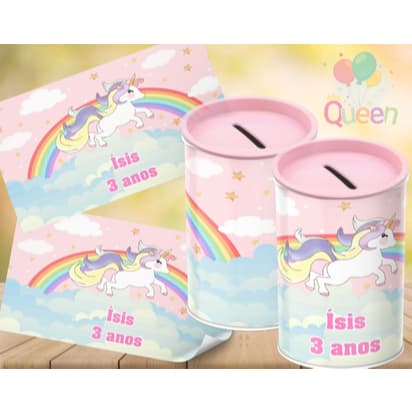 10 Cofrinhos Personalizados Unicórnio princesas - Temos todos os temas