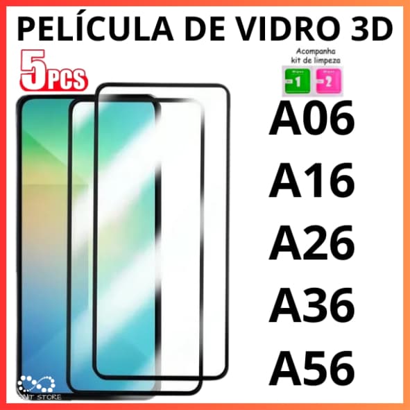 Película De Vidro 3D Temperado Para Samsung A06 A16 A26 A36 A56