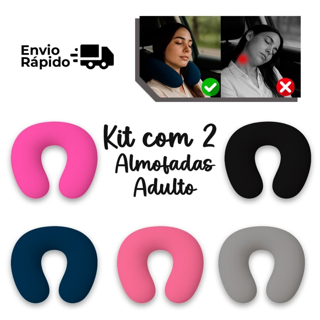 kit 2 Travesseiros Luxos Protetor E Descanso Para Pescoço Viagens Leitura Lindos Várias Cores