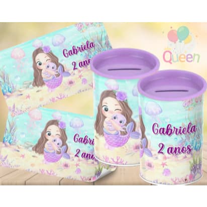 Cofrinhos Personalizados Fundo Mar Sereia - Lembrancinha personalizada Fazemos com todos os temas