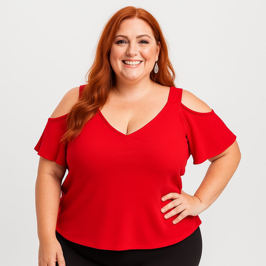 Blusa Regata Ciganinha Plus Size Alça Larga Duna Básica Blusinha Ombro a Ombro Lisa Babado Cigana