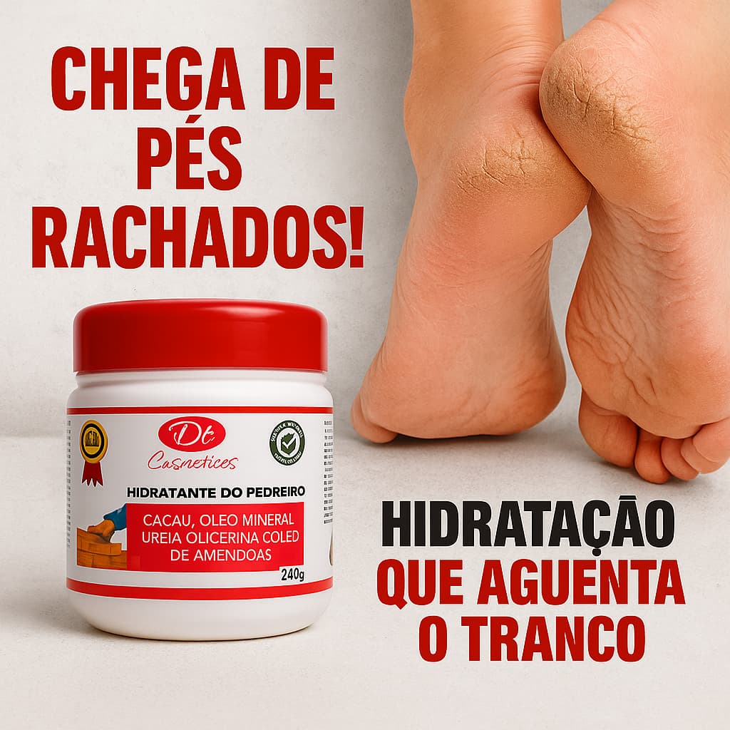 Creme de Ureia 240g Hidratante do Pedreiro | Tratamento Potente para Pés Rachados, Mãos, Joelhos e Cotovelos