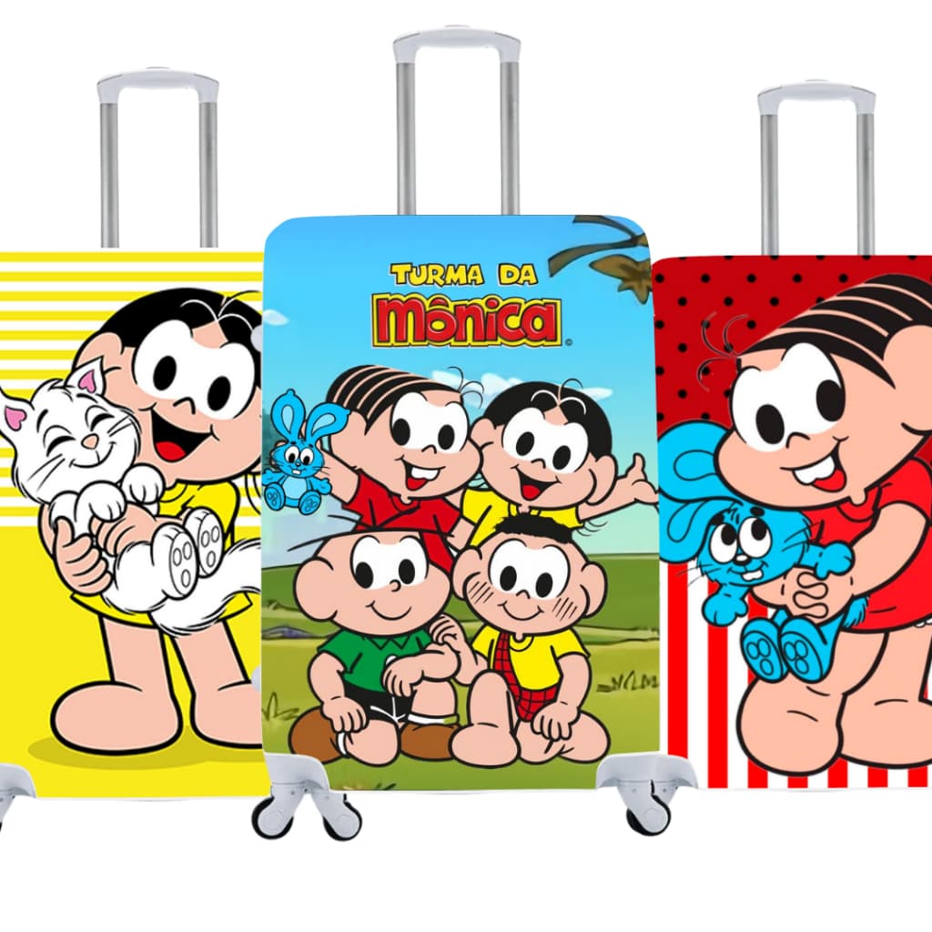 Capa de Mala Personalizada Turma da Monica Estilo e Proteção Para Suas Viagens Bagagem