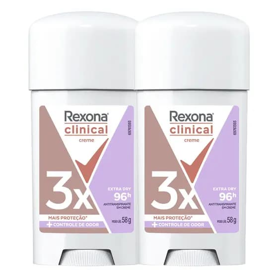 Rexona Clinical Creme Antitranspirante 58 g Extra Dry — Kit com 2 Unidades (2x 58 g)
