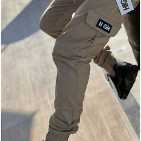 CALÇA CARGO JOGGER HI GH COM PUNHO MASCULINA SKATE SARJA
