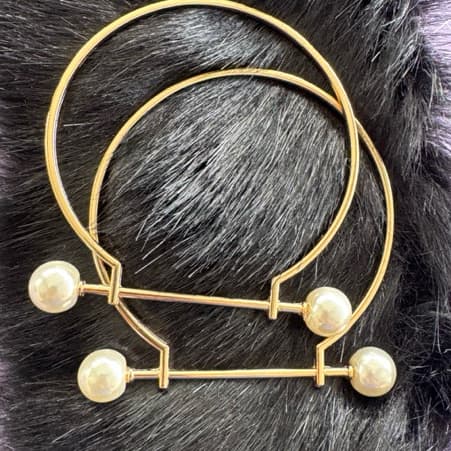 Alça de Bolsa em Metal Com Peróla Para Mão ou Braço - Par Dourado