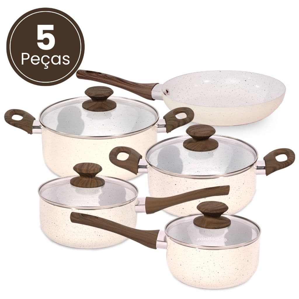Jogo De Panelas Indução Antiaderente Cerâmica Jogo 5 Peças
