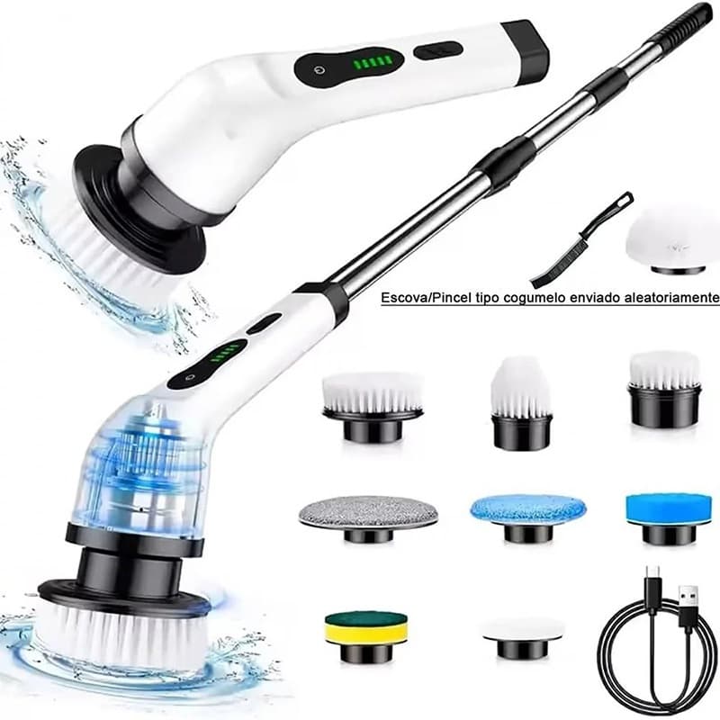 Escova de limpeza elétrica ajustável para cozinha e banheiro escova de limpeza recarregável 9 em 1