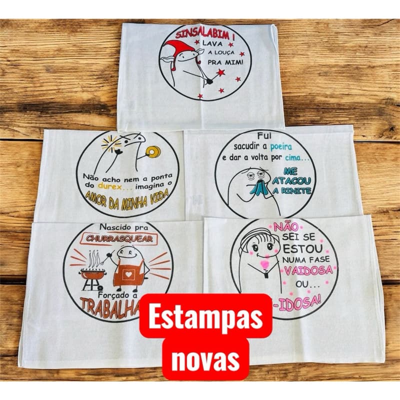 Pano De Prato Estampado Meme Bento Flork 10 Unidades