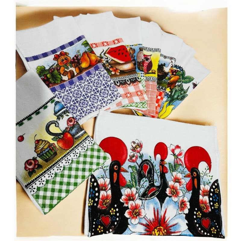 Pano De Prato Pé De Galinha Da Vó 10 Un Estampa Barrado