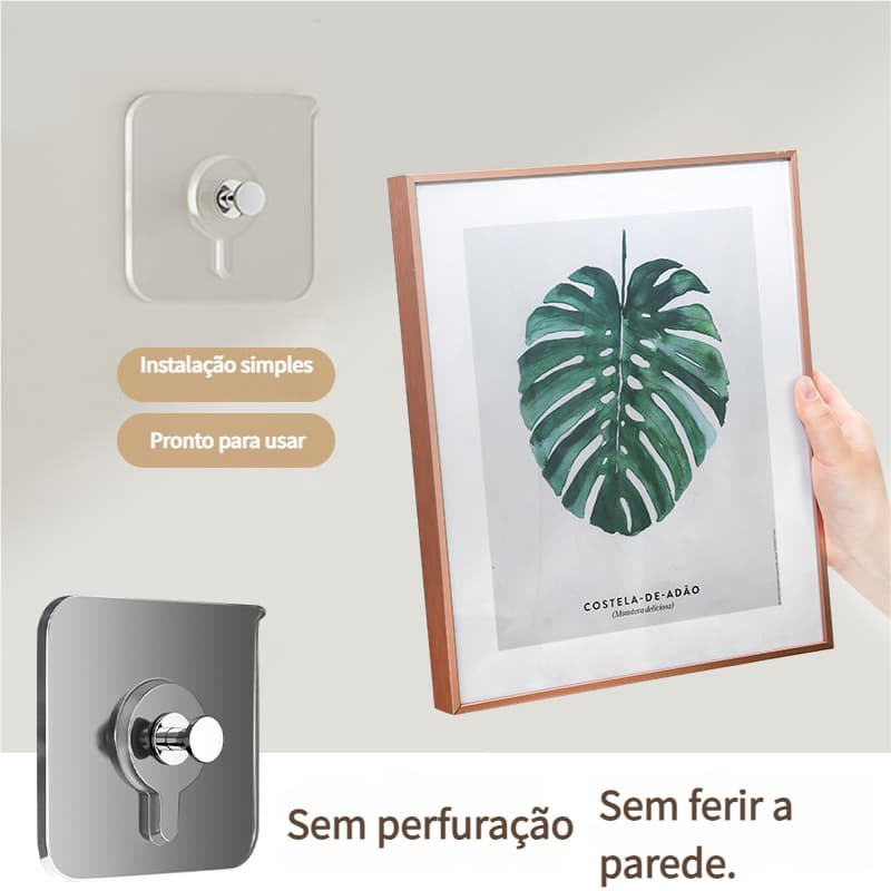 Adesivo Invisível para Quadros sem Furos Gancho de Parede com Cola Forte para Organização e Prateleiras