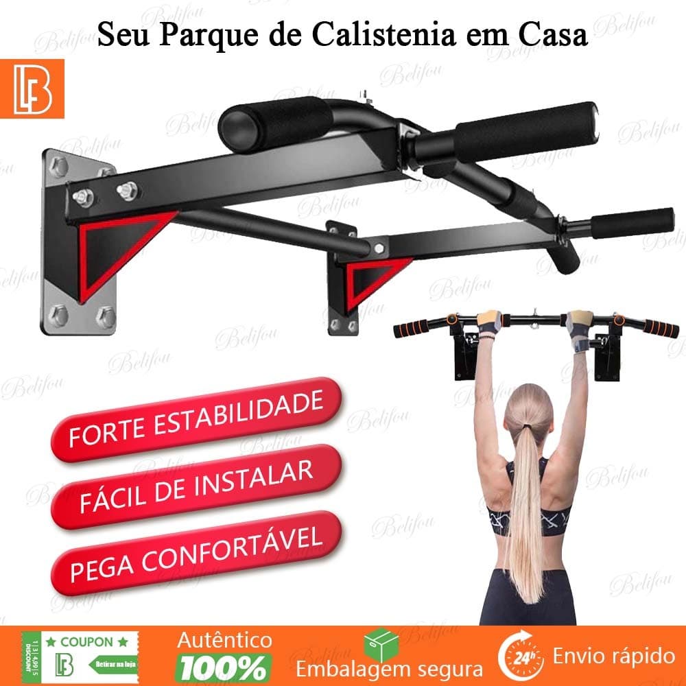 95cm Barra Horizontal de Parede para Musculação Crossfit Pull-up Chin-up Tríceps Paralelas Capacidade de Carga 200kg