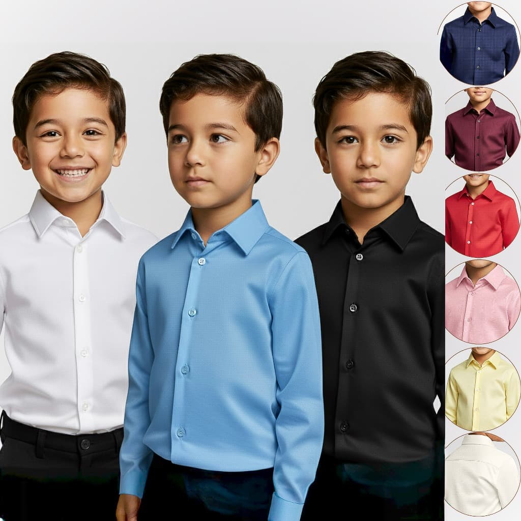 Camisa Social Infantil Menino Para Culto e Igreja Tecido Fresco Não Amassa Tamanho 2 ao 10 anos