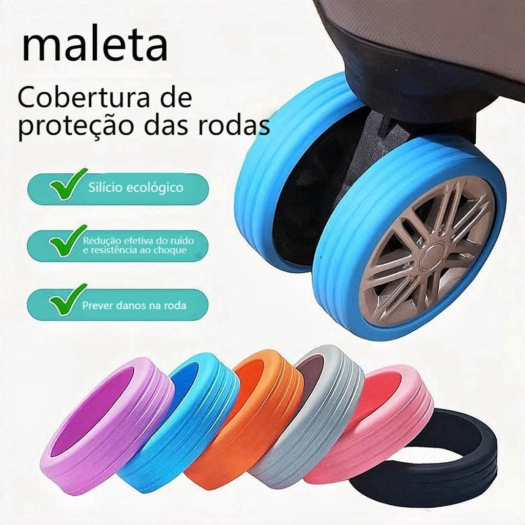 Capas de Borracha para Rodas de Mala  Silenciador e Protetor para Rodízios Universais de Bagagem