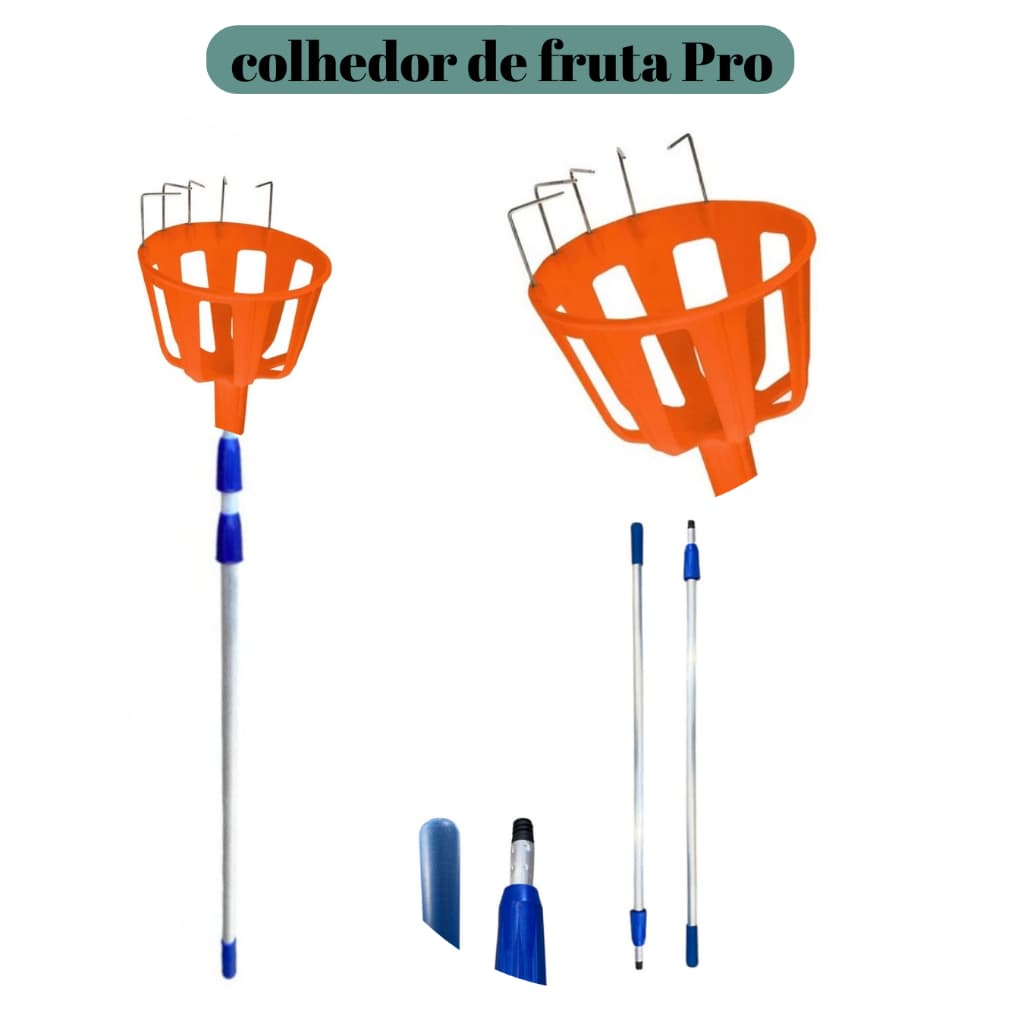 COLHEDOR DE FRUTAS PROFISSIONAL - LINHA ANDRADE JARDINAGEM - ESCOLHA OPÇÃO COM OU SEM CABO TOTALLIMP