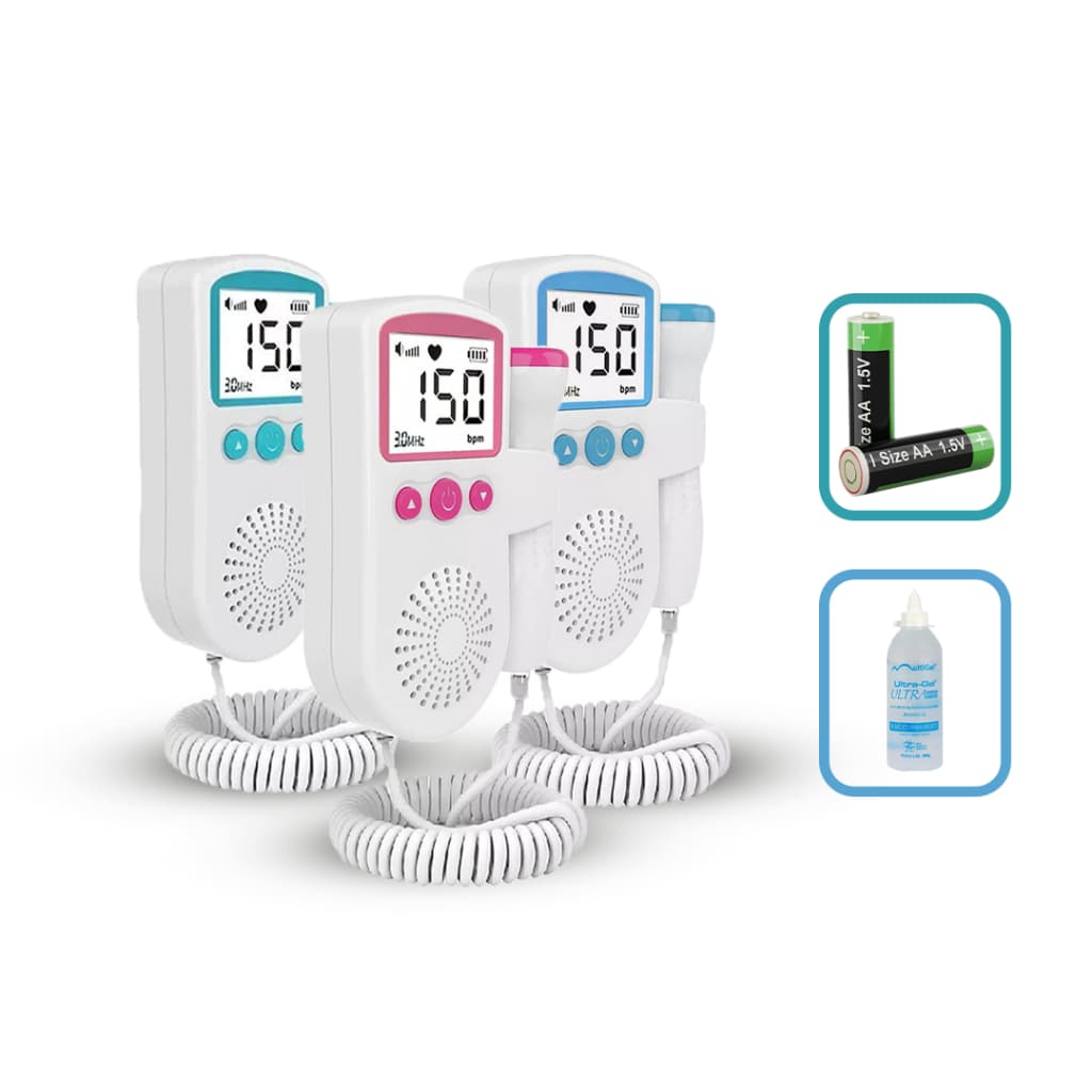 Monitor Bebe Ultrassom + Gel + Pilha Frequencia Cardiaca Doppler Sonar Fetal Display Gravidez Som Batimento