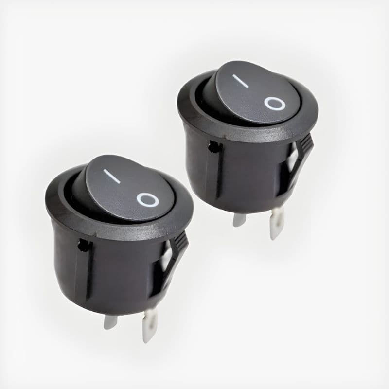 Kit C/2 Chaves  Gangorra On/Off Redonda (Kcd1-106 101) Preta 2 Terminals 6A/250V 10 A 125v