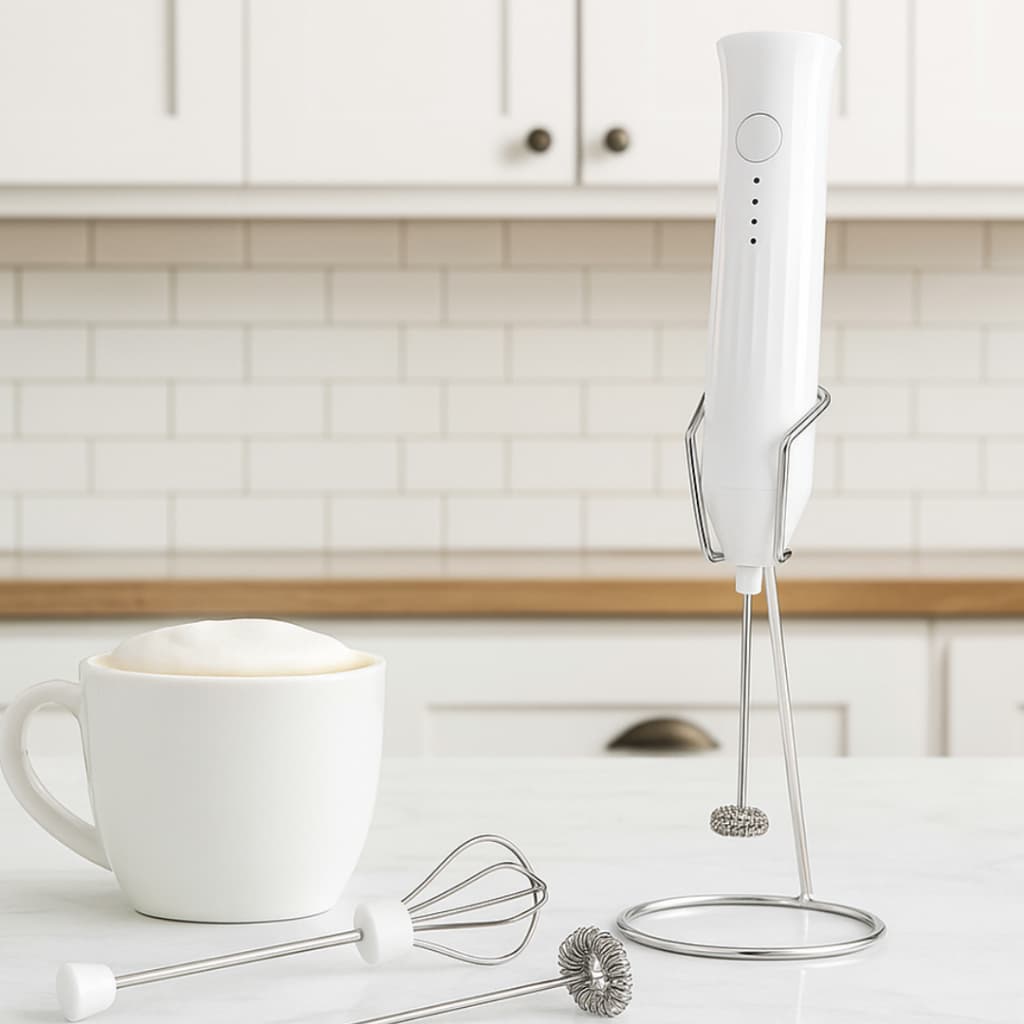 Mini Mixer Portátil com Suporte 2 em 1 Recarregável Misturador de Bebidas Batedor Espumador Leite Cozinha Cafe Ovo