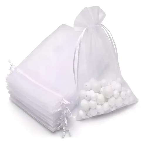 Kit 10/20/50/100 Un Saco Saquinho Organza Tule Saquinho 7x9 9x12 10x15 Branco Festa Casamento