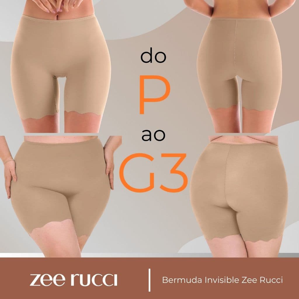Bermuda Invisible Zee Rucci Feminina Modelador Segunda Pele Sem Costura Shortinho Invisível Para Vestido