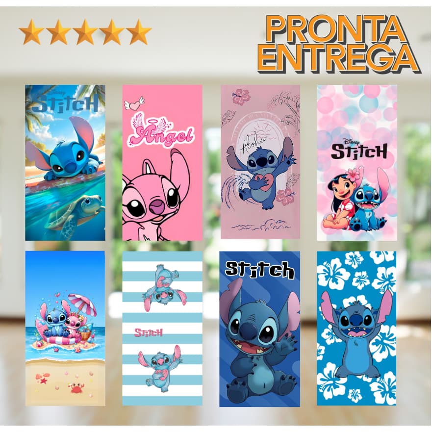 Toalha de Banho Infantil STITCH Praia Piscina Felpa Estampada